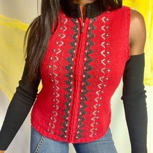 Stitched Knit Silk Blend Vest